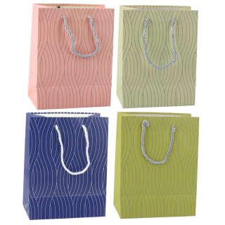 TORBA PREZENTOWA PAPIEROWA SREBRNE LINIE FALISTE 23 X 18 X 10,5 CM