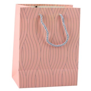 TORBA PREZENTOWA PAPIEROWA SREBRNE LINIE FALISTE 23 X 18 X 10,5 CM