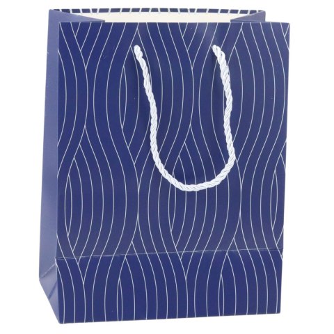 TORBA PREZENTOWA PAPIEROWA SREBRNE LINIE FALISTE 23 X 18 X 10,5 CM