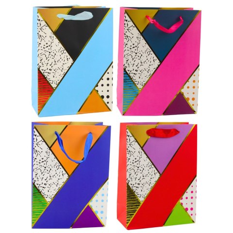 TORBA PREZENTOWA PAPIEROWA WZORY GEOMETRYCZNE 23 X 18 X 10,5 CM