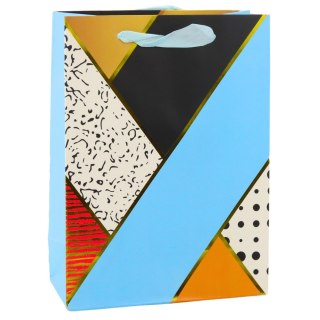 TORBA PREZENTOWA PAPIEROWA WZORY GEOMETRYCZNE 23 X 18 X 10,5 CM