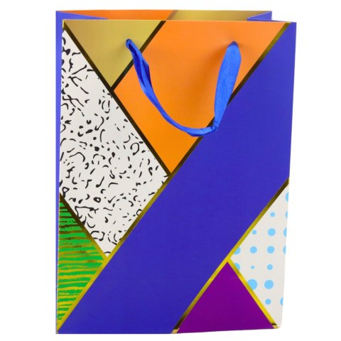 TORBA PREZENTOWA PAPIEROWA WZORY GEOMETRYCZNE 23 X 18 X 10,5 CM