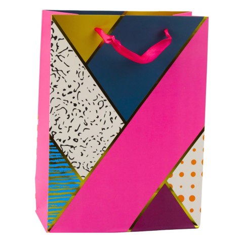 TORBA PREZENTOWA PAPIEROWA WZORY GEOMETRYCZNE 23 X 18 X 10,5 CM