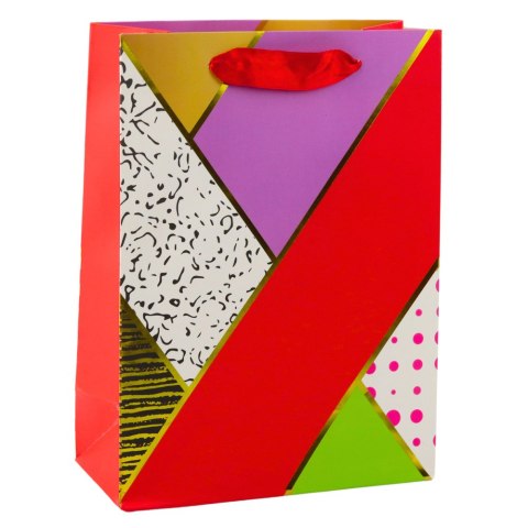 TORBA PREZENTOWA PAPIEROWA WZORY GEOMETRYCZNE 23 X 18 X 10,5 CM