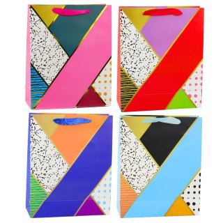 TORBA PREZENTOWA PAPIEROWA WZORY GEOMETRYCZNE 32 X 26 X 12 CM