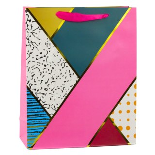 TORBA PREZENTOWA PAPIEROWA WZORY GEOMETRYCZNE 32 X 26 X 12 CM