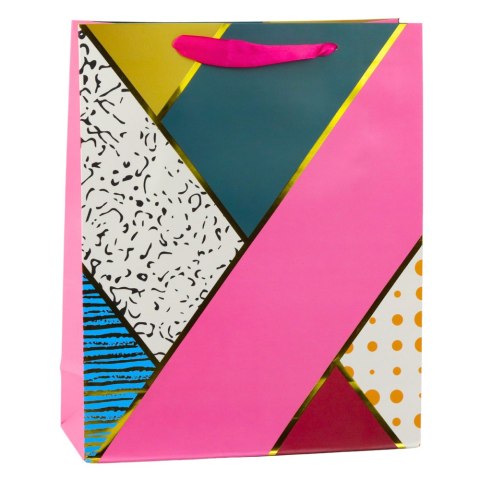 TORBA PREZENTOWA PAPIEROWA WZORY GEOMETRYCZNE 32 X 26 X 12 CM