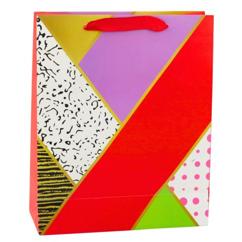 TORBA PREZENTOWA PAPIEROWA WZORY GEOMETRYCZNE 32 X 26 X 12 CM