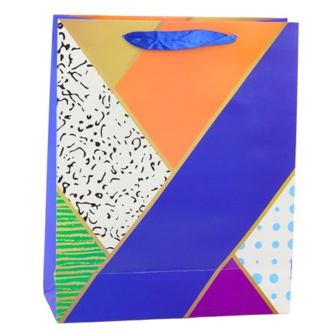 TORBA PREZENTOWA PAPIEROWA WZORY GEOMETRYCZNE 32 X 26 X 12 CM