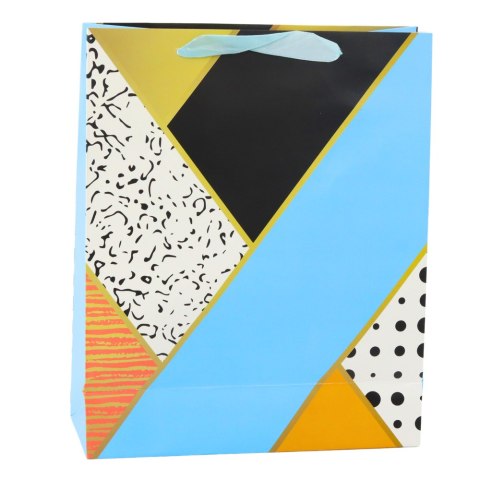 TORBA PREZENTOWA PAPIEROWA WZORY GEOMETRYCZNE 32 X 26 X 12 CM