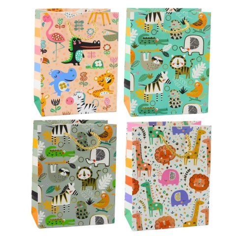 TORBA PREZENTOWA PAPIEROWA ZWIERZĘTA SAFARI 23 X 18 X 10,5 CM
