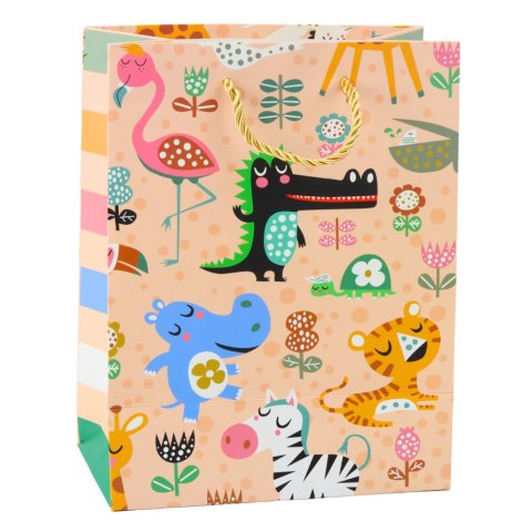 TORBA PREZENTOWA PAPIEROWA ZWIERZĘTA SAFARI 23 X 18 X 10,5 CM