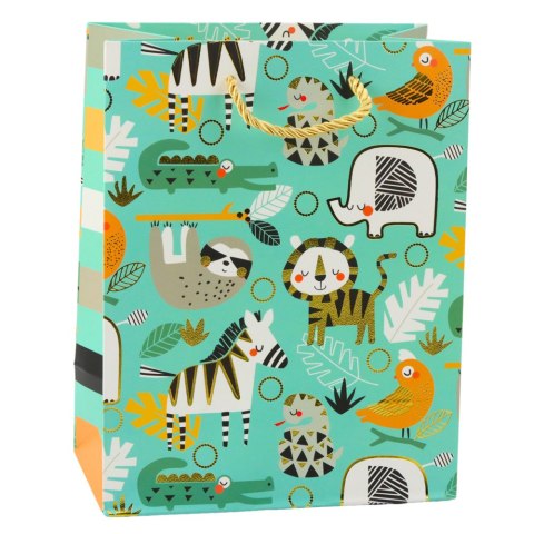 TORBA PREZENTOWA PAPIEROWA ZWIERZĘTA SAFARI 23 X 18 X 10,5 CM