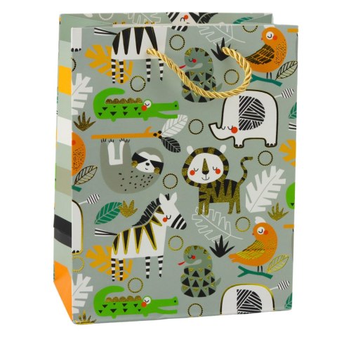 TORBA PREZENTOWA PAPIEROWA ZWIERZĘTA SAFARI 23 X 18 X 10,5 CM