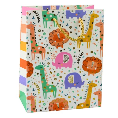 TORBA PREZENTOWA PAPIEROWA ZWIERZĘTA SAFARI 23 X 18 X 10,5 CM