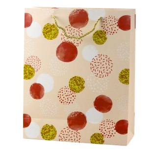 TORBA PREZENTOWA WZÓR ZŁOTE KROPKI PASTELOWA 32 × 26 × 10 CM