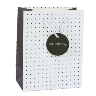 TORBA PREZENTOWA Z KROPKAMI NAPIS JUST FOR YOU 23 X 18 X 10,5 CM