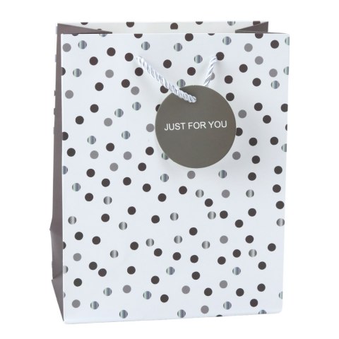 TORBA PREZENTOWA Z KROPKAMI NAPIS JUST FOR YOU 23 X 18 X 10,5 CM