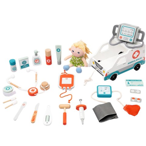 ZESTAW RATUNKOWY DLA MAŁEGO RATOWNIKA AKCESORIA DREWNO 22EL