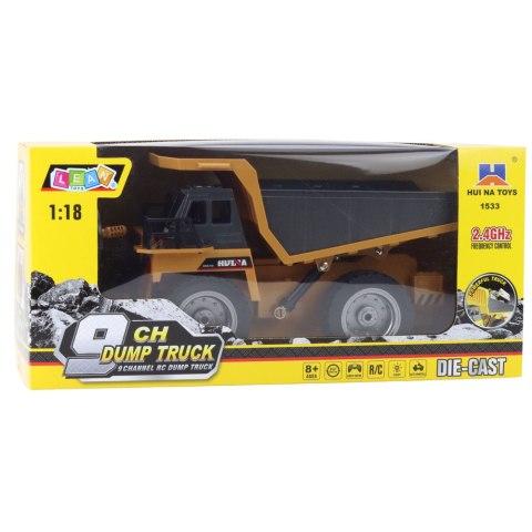 CIĘŻARÓWKA WYWROTKA HUINA ZDALNIE STEROWANA RC ŻÓŁTA 9-CH 1:18