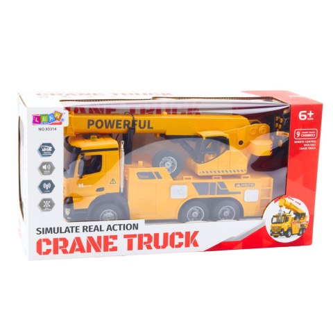 DŹWIG Z HAKIEM ZDALNIE STEROWANY RC 2.4G 9CH ŻÓŁTY