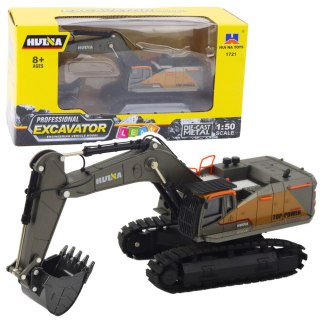 KOPARKA GĄSIENICOWA METALOWA RUCHOMA ŁYŻKA HUINA CZARNA 1:50