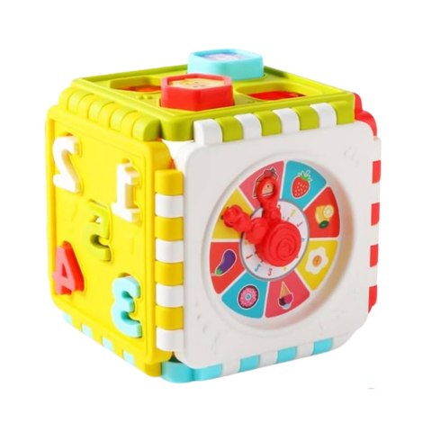 KOSTKA EDUKACYJNA SORTER CYFERKI WZORY ZEGAR KOLOROWA