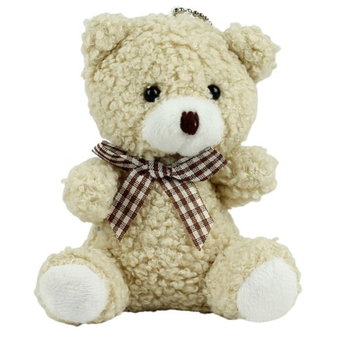 MIŚ PLUSZOWY BRELOK ZAWIESZKA OZDOBA BEŻOWY 8CM