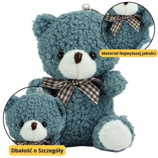 MIŚ PLUSZOWY BRELOK ZAWIESZKA OZDOBA GRANATOWY 8CM