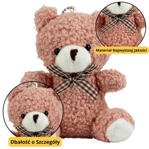 MIŚ PLUSZOWY BRELOK ZAWIESZKA OZDOBA RÓŻOWY 8CM
