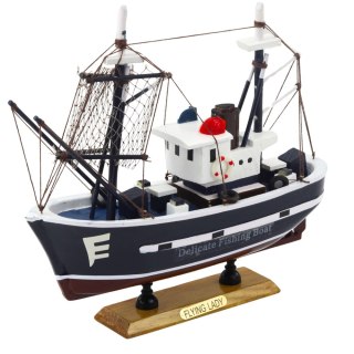 MODEL KOLEKCJONERSKI DEKORACYJNY STATEK KUTER RYBACKI FLYING LADY 24X23CM