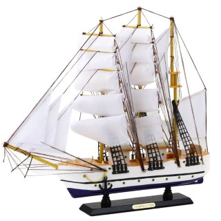 MODEL KOLEKCJONERSKI DEKORACYJNY STATEK ŻAGLOWIEC FREGATA BIAŁY 49X43CM