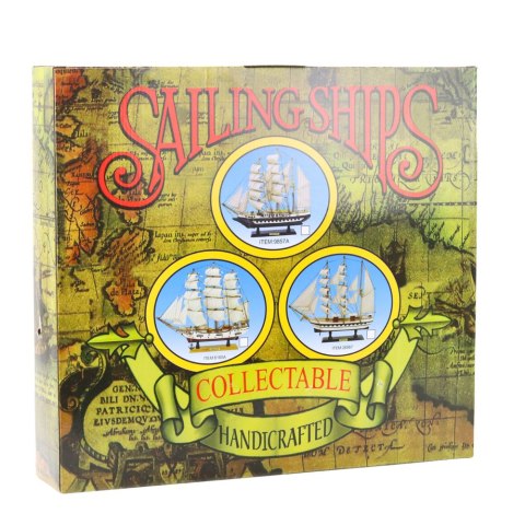 MODEL KOLEKCJONERSKI DEKORACYJNY STATEK ŻAGLOWIEC FREGATA BIAŁY 49X43CM