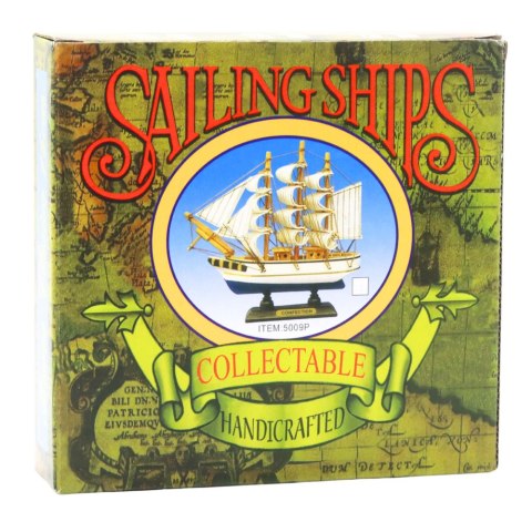 MODEL KOLEKCJONERSKI DEKORACYJNY STATEK ŻAGLOWIEC PIRACKI CZARNY 16X15CM