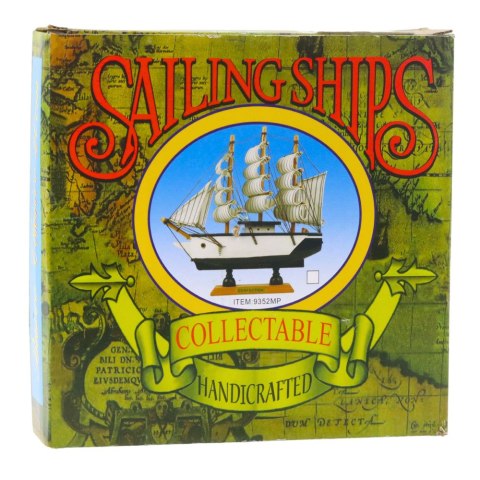 MODEL KOLEKCJONERSKI DEKORACYJNY STATEK ŻAGLOWIEC PIRACKI CZARNY 20X20CM