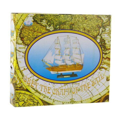 MODEL KOLEKCJONERSKI DEKORACYJNY STATEK ŻAGLOWIEC TRÓJMASZTOWY CZARNY 39X36CM