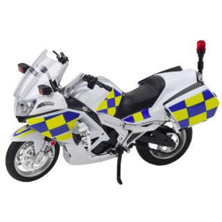 MOTOCYKL POLICYJNY METALOWY ŚWIATŁA DŹWIĘKI BIAŁY 1:12
