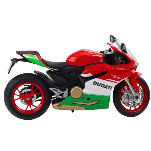 MOTOCYKL SPORTOWY METALOWY CZERWONO ZIELONY ŚWIATŁA DŹWIĘKI 1:12