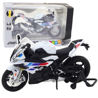 MOTOCYKL SPORTOWY METALOWY ŚWIATŁA DŹWIĘKI BIAŁY S1000 1:12