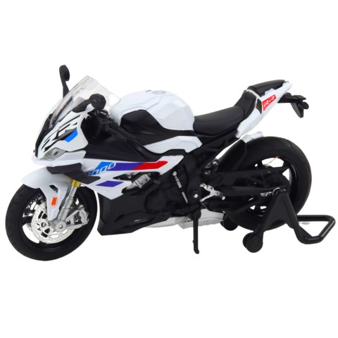 MOTOCYKL SPORTOWY METALOWY ŚWIATŁA DŹWIĘKI BIAŁY S1000 1:12