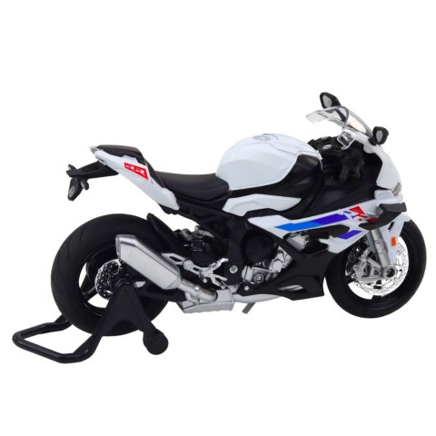 MOTOCYKL SPORTOWY METALOWY ŚWIATŁA DŹWIĘKI BIAŁY S1000 1:12