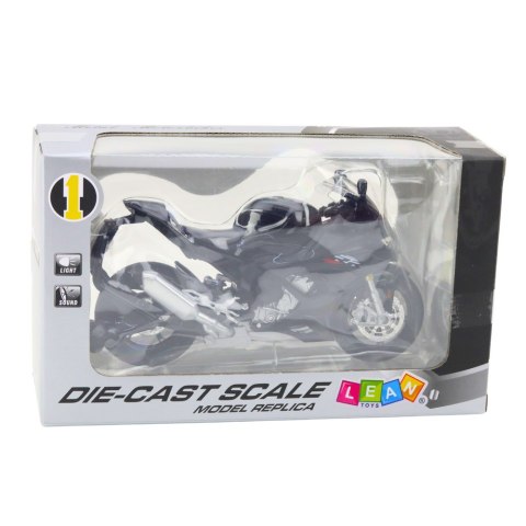MOTOCYKL SPORTOWY METALOWY ŚWIATŁA DŹWIĘKI CZARNY S1000 1:12
