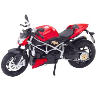 MOTOCYKL SPORTOWY METALOWY ŚWIATŁA DŹWIĘKI SREBRNE ELEMENTY CZERWONY 1:12
