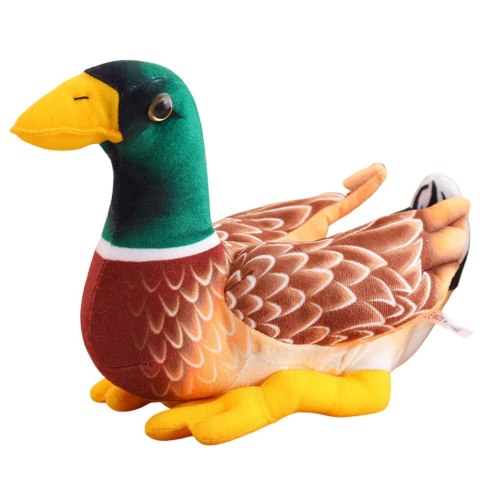 PLUSZOWA MASKOTKA PRZYTULANKA KACZKA BRĄZOWO ZIELONA 28CM