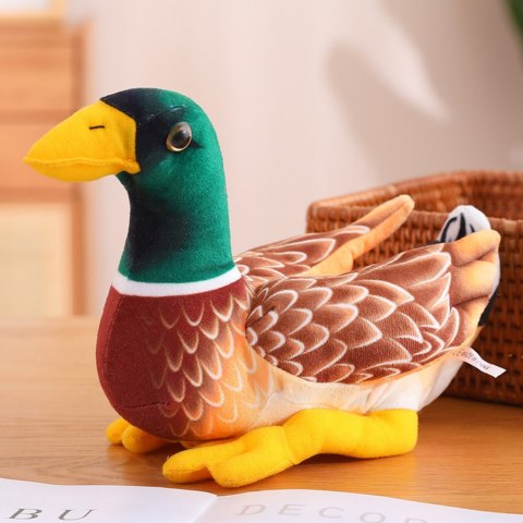 PLUSZOWA MASKOTKA PRZYTULANKA KACZKA BRĄZOWO ZIELONA 28CM