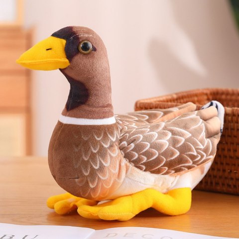 PLUSZOWA MASKOTKA PRZYTULANKA KACZKA BRĄZOWO ŻÓŁTA 28CM