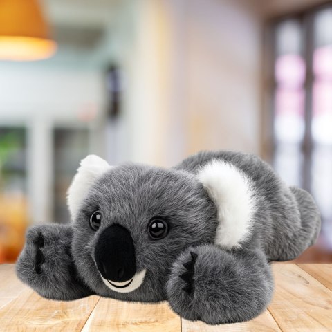 PLUSZOWA MASKOTKA PRZYTULANKA LEŻĄCY MIŚ KOALA SZARY 30CM