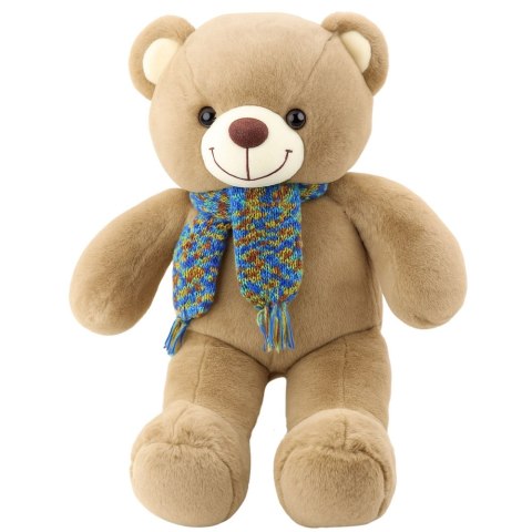 PLUSZOWA MASKOTKA PRZYTULANKA MIŚ KOLOROWY SZALIK WEŁNIANY BRĄZOWY 55CM