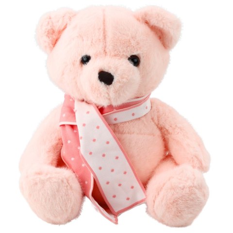PLUSZOWA MASKOTKA PRZYTULANKA MIŚ Z SZALIKIEM RÓŻOWY 35CM