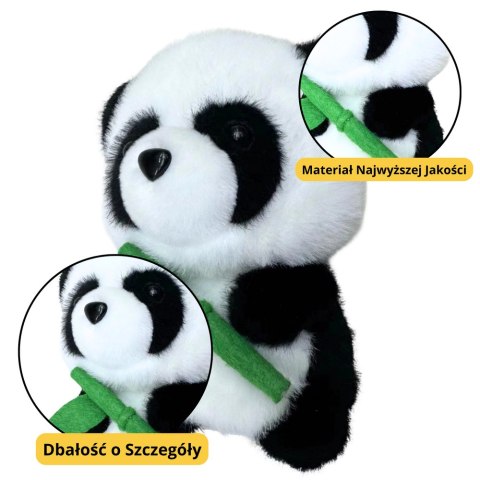 PLUSZOWA MASKOTKA PRZYTULANKA PANDA Z BAMBUSEM 18CM